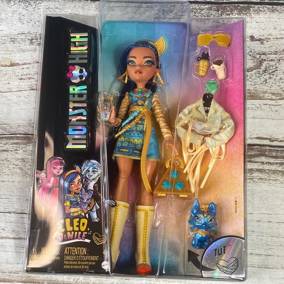 Monster High Cleo de Nile Doll Blue/Gold Outfit w/ Accessories & Pet Dog - Picture 7 of 7